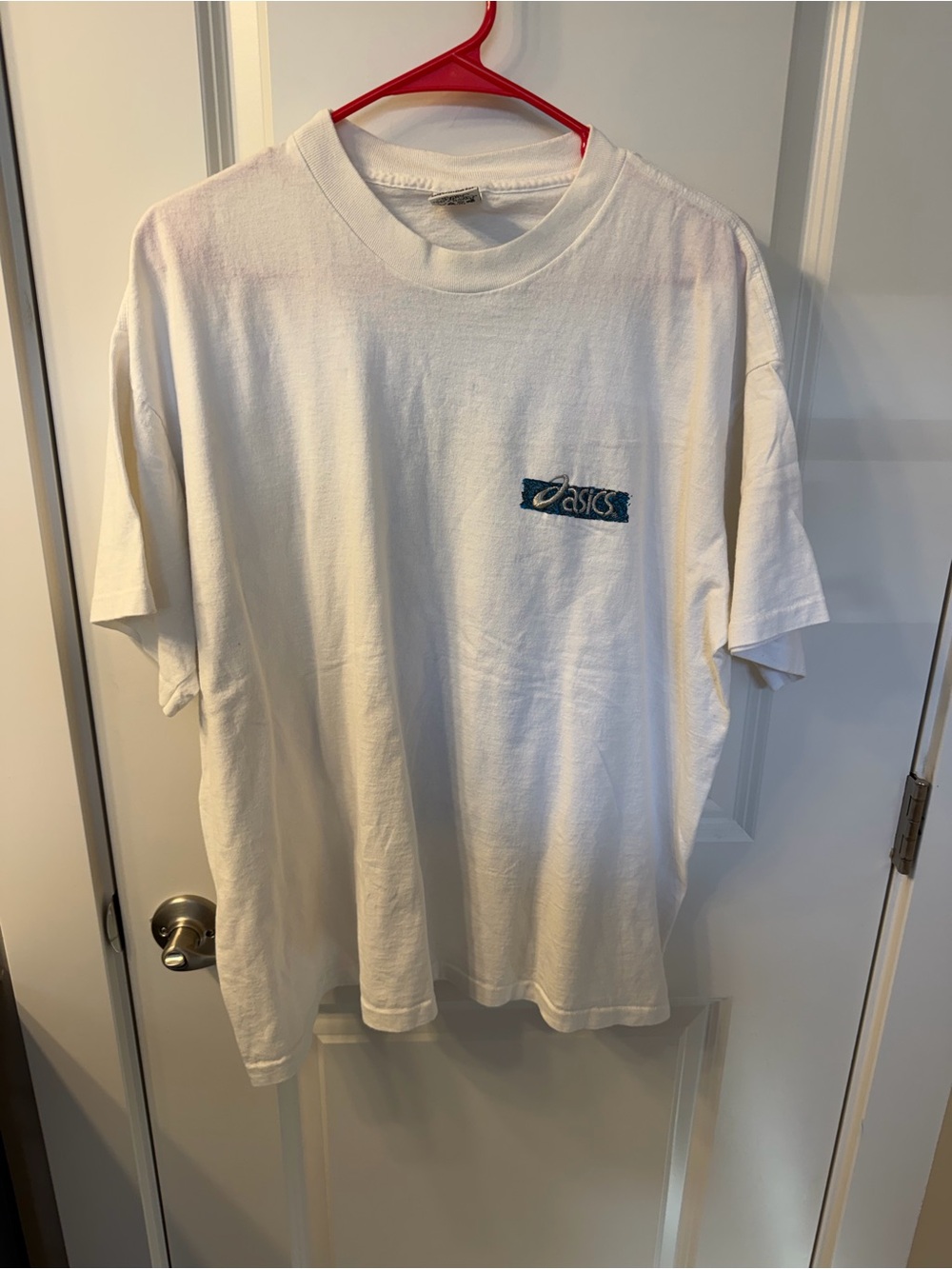 Asics White Short Sleeve Tee with Blue Logo